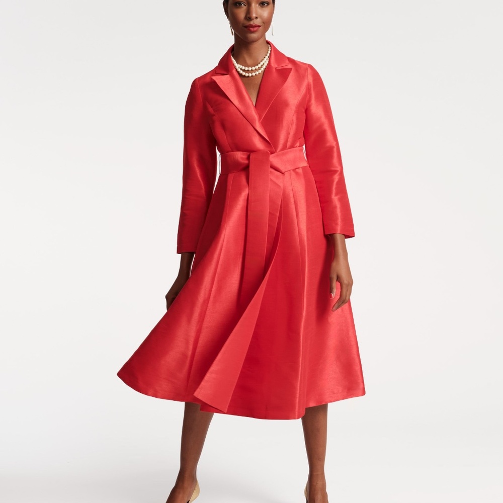 Lucille Dupioni Wrap Dress Red